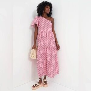 Tuckernuck Hyacinth House Pink Geo Floral One Shoulder Paden Maxi Dress